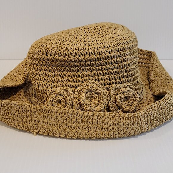 Toucan NY & LA Accessories - Toucan Collection Women's Fedora Straw Hat NY L  Accent Natural Flowers One Size